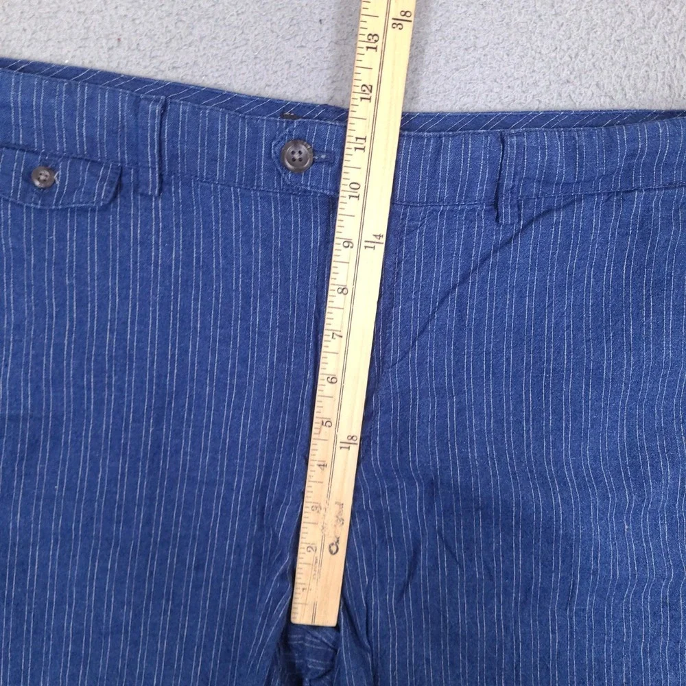 Banana Republic Shorts Mens 37‎ Blue Linen Blend Striped Chino Preppy